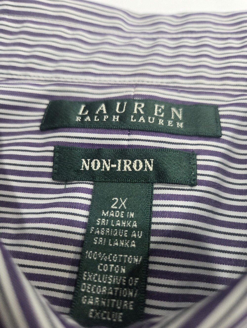 Ralph Lauren Purple  and White Striped Shirt Sz.2X - Picture 3 of 7